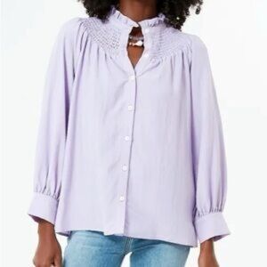 Pomander Place Tuckernuck Lavender Purple Emory Smocked Blouse - Size Small NWT